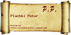 Plachki Petur névjegykártya